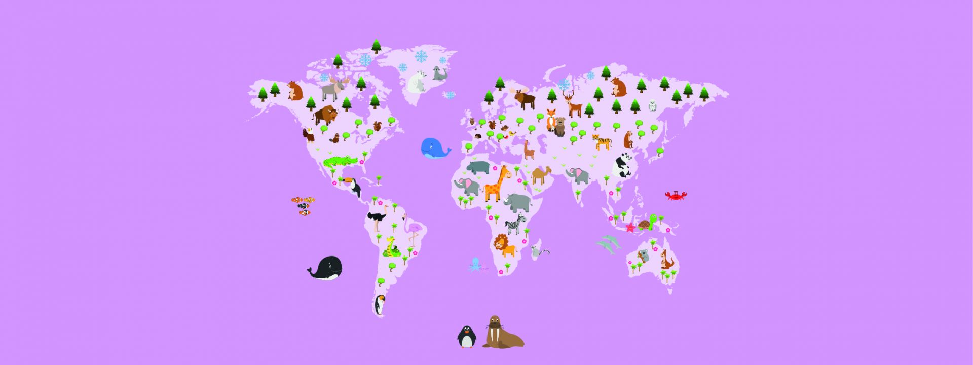Mapa del mundo para niños con fondo rosa