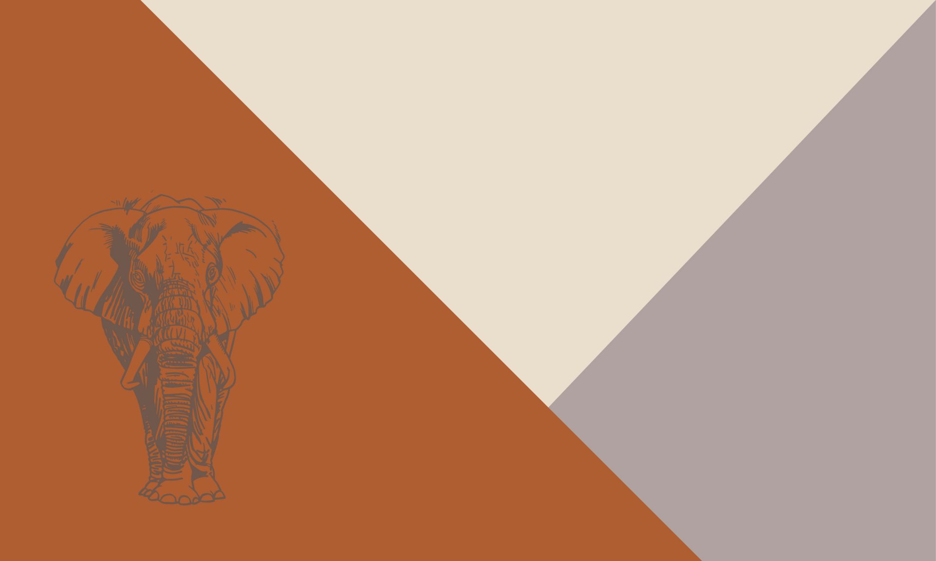 Triángulos de color óxido con elefante