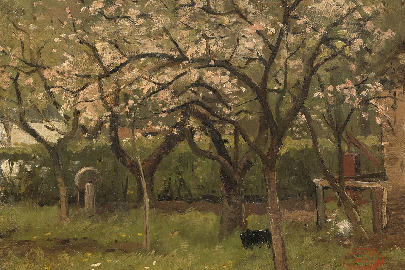 Árbol en flor en un huerto