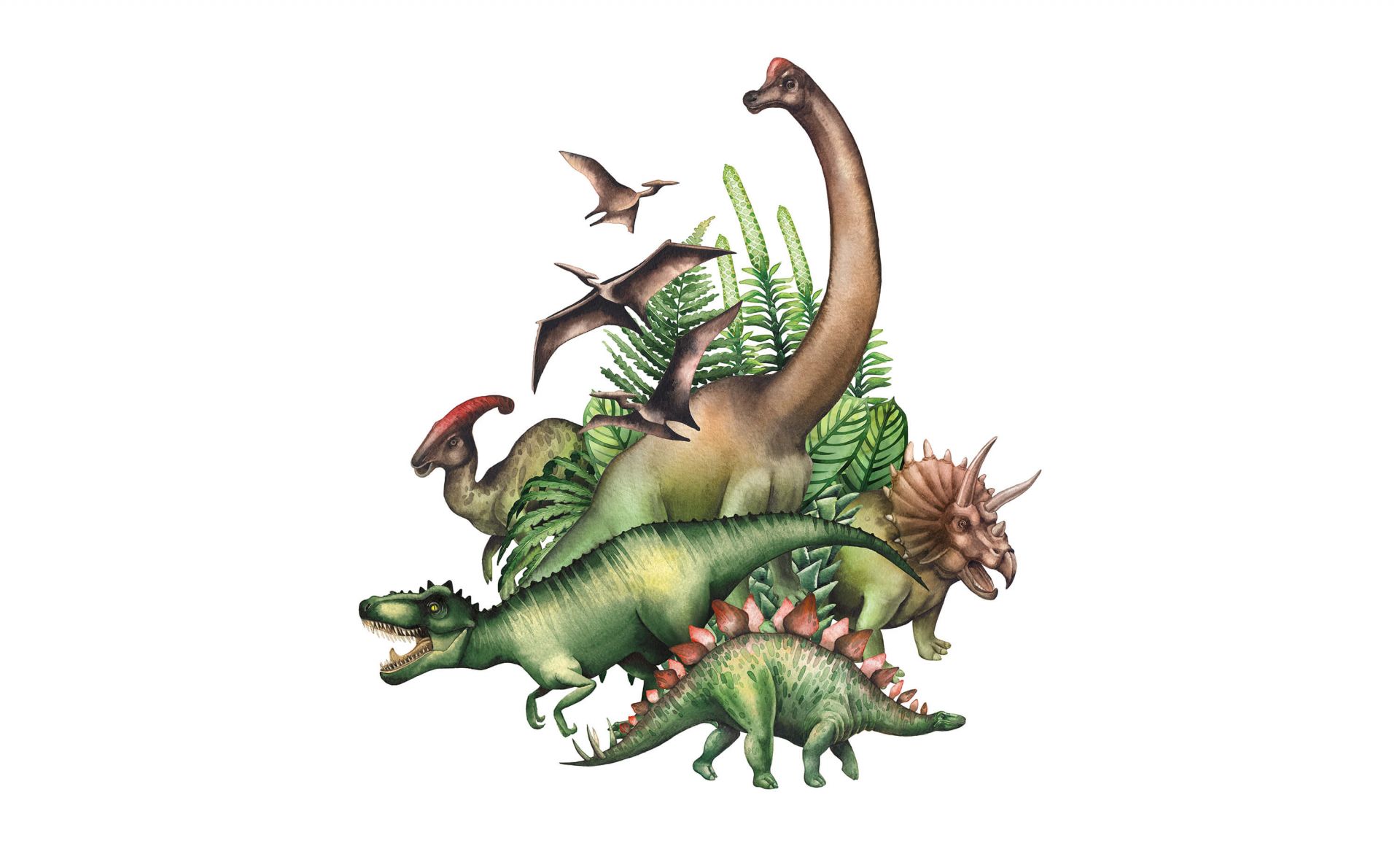 Dinosaurios en acuarela