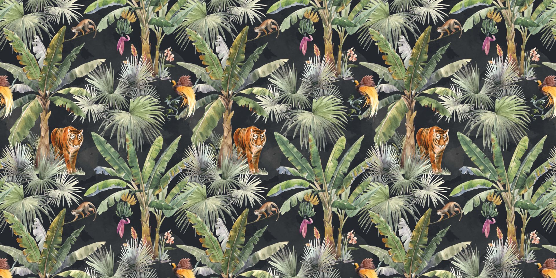 Palmeras y animales de la selva