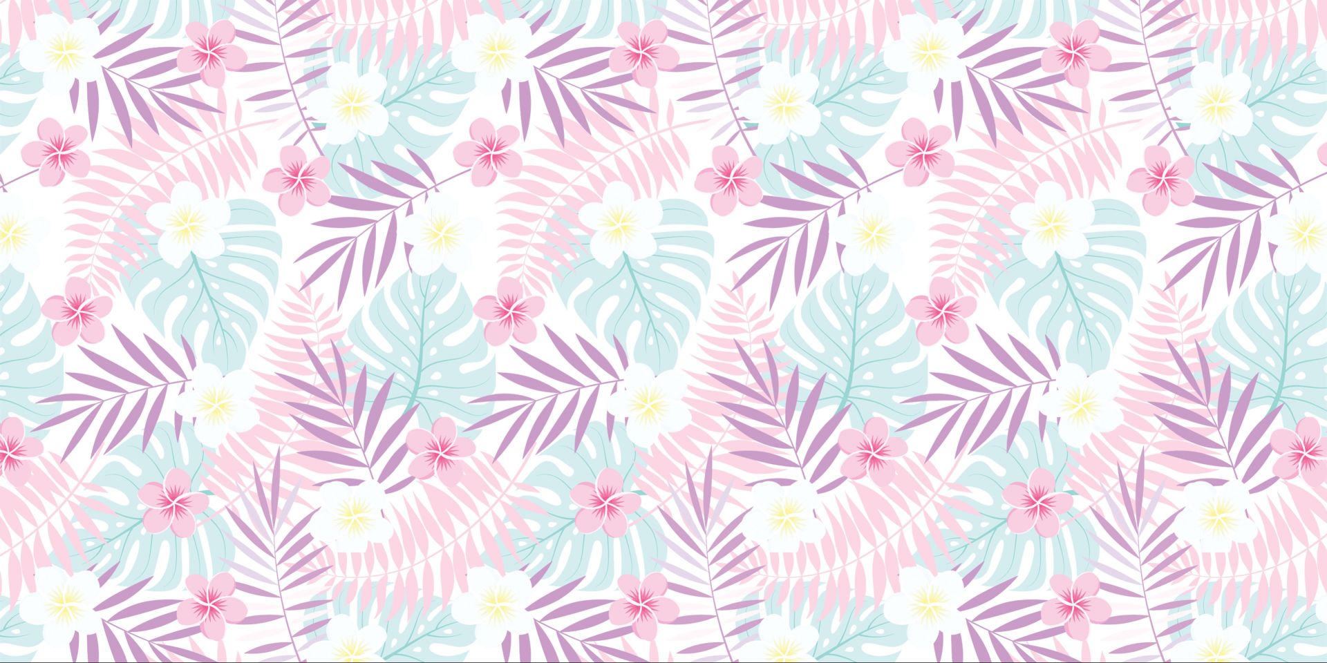Flores y hojas en color pastel