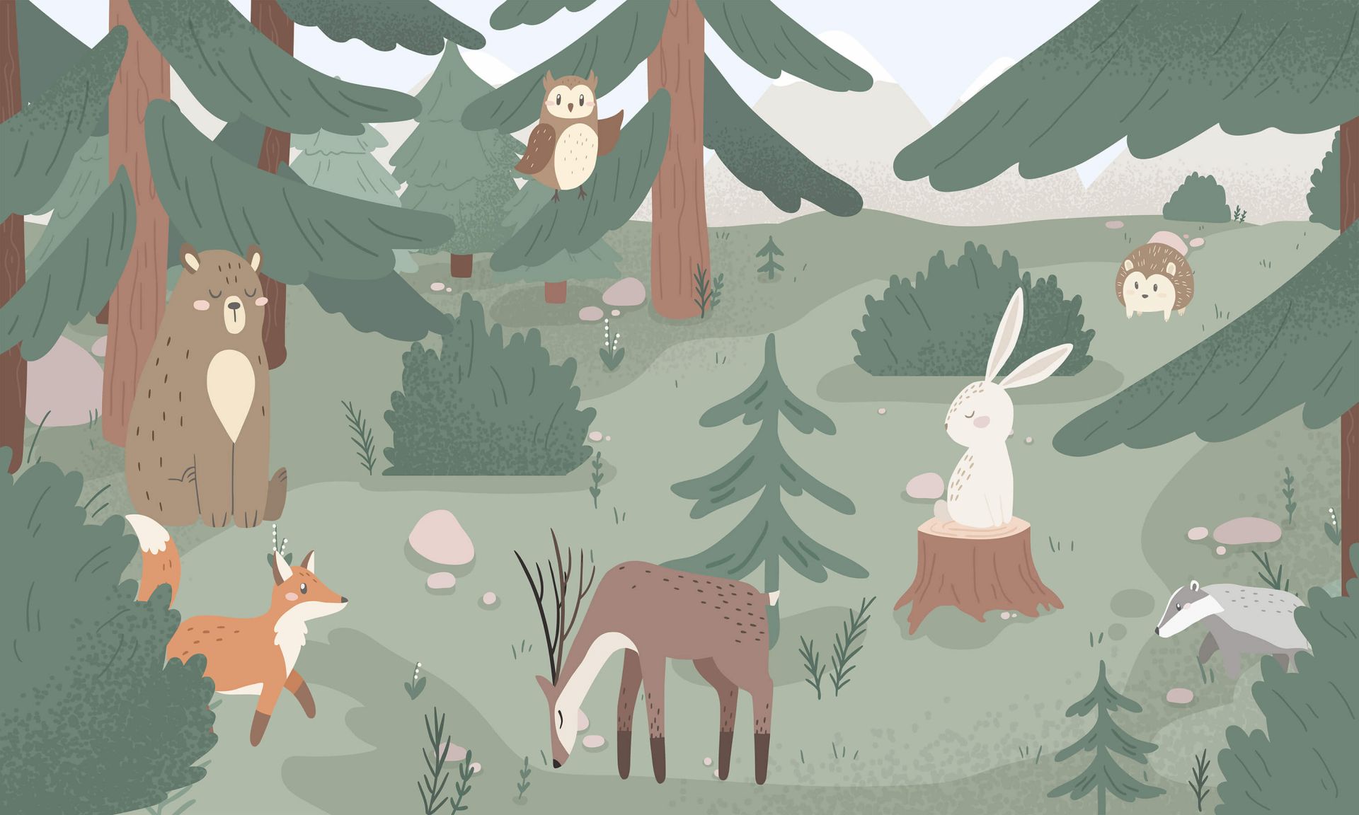 Bosque con animales
