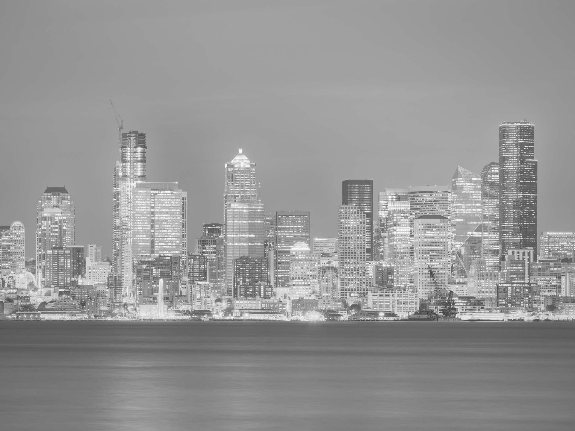 Skyline Seattle en blanco y negro