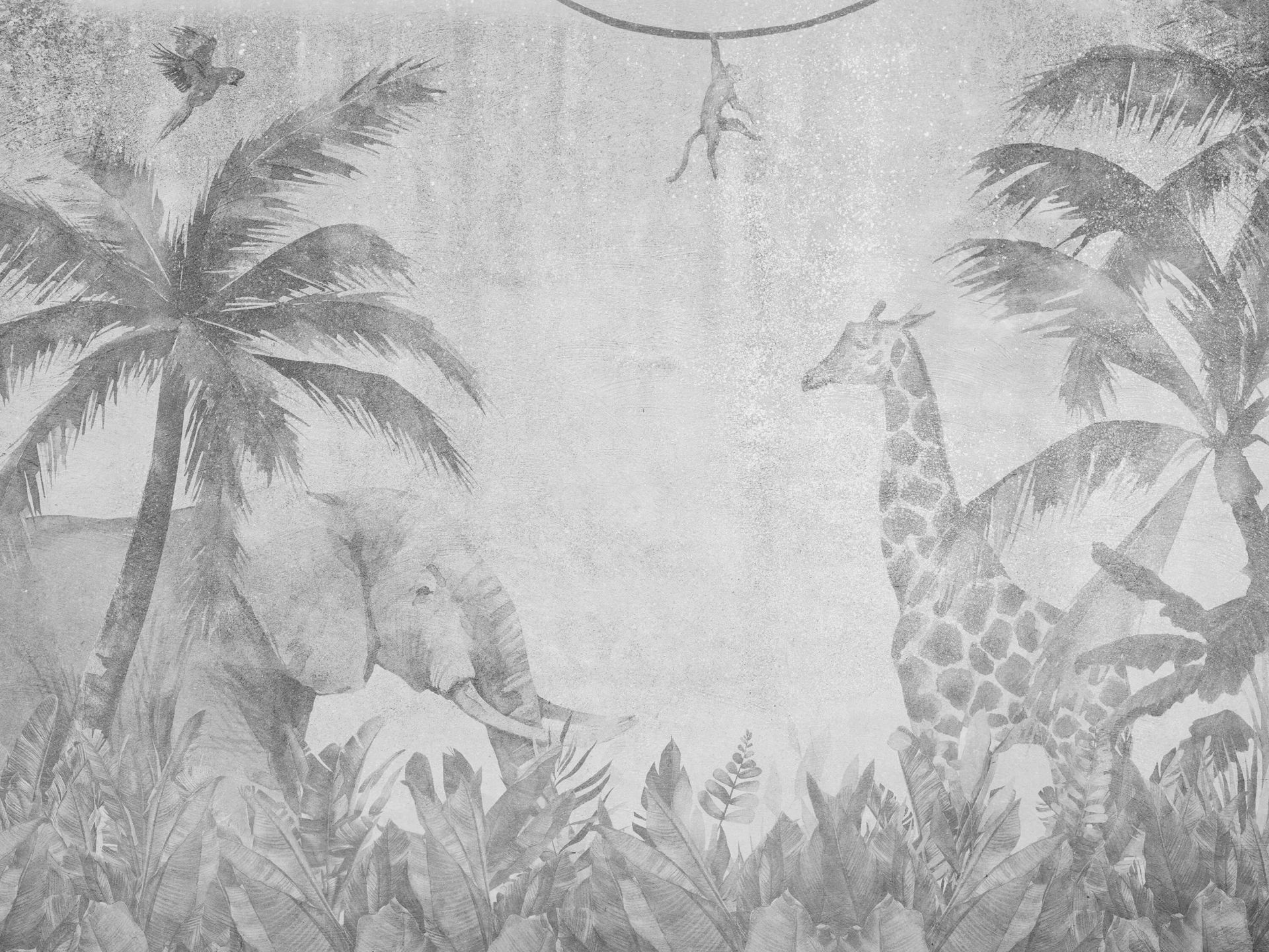 Alegres animales de la selva sobre el hormigón
