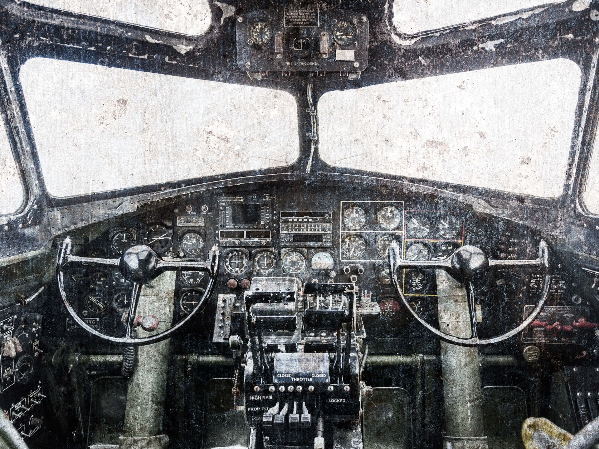 Cabina de avión de época