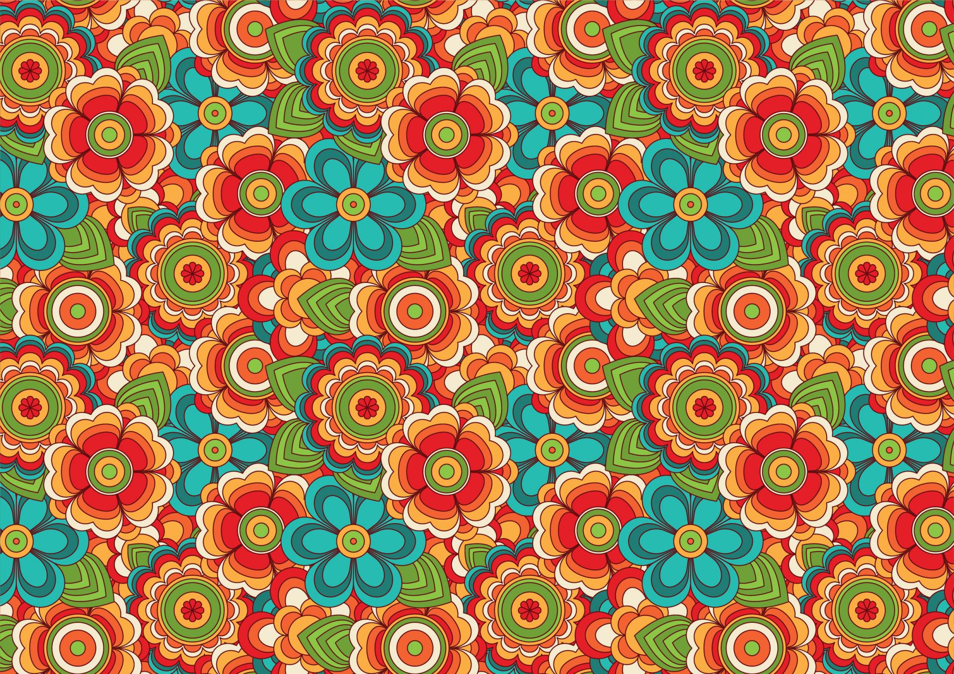 Coloridas flores retro