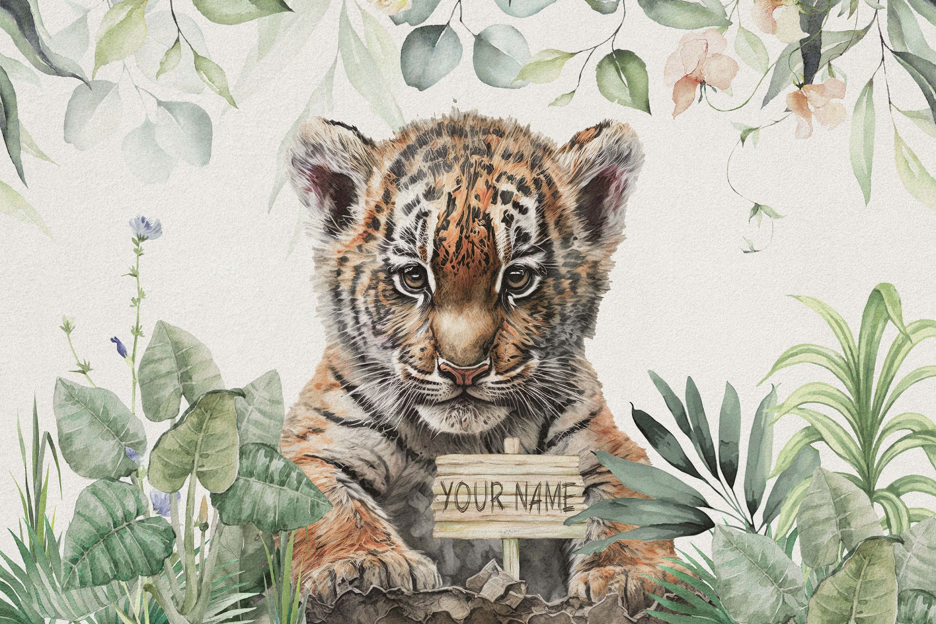 Tigre con plantas