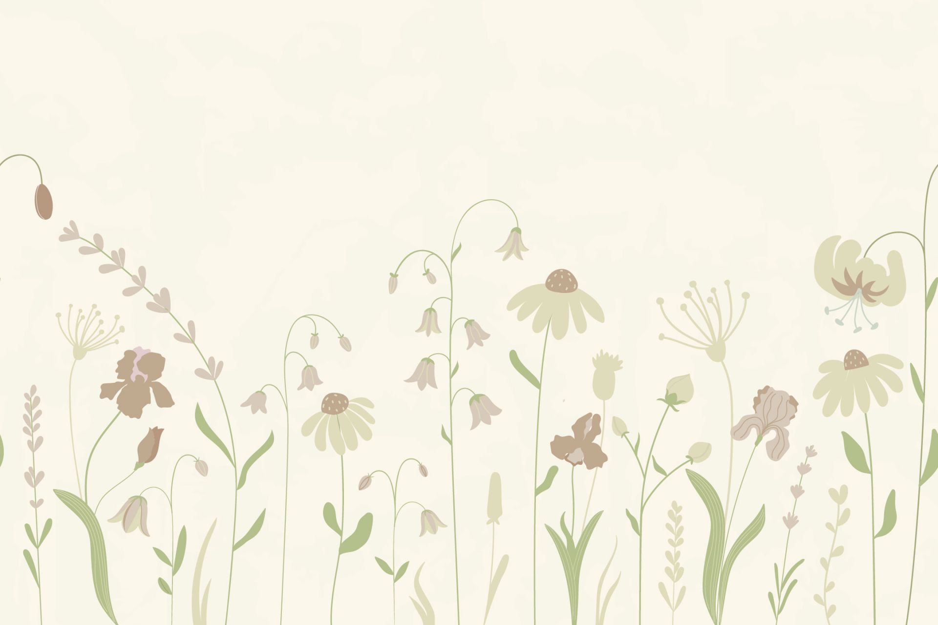 Campo de flores altas beige con rosa viejo