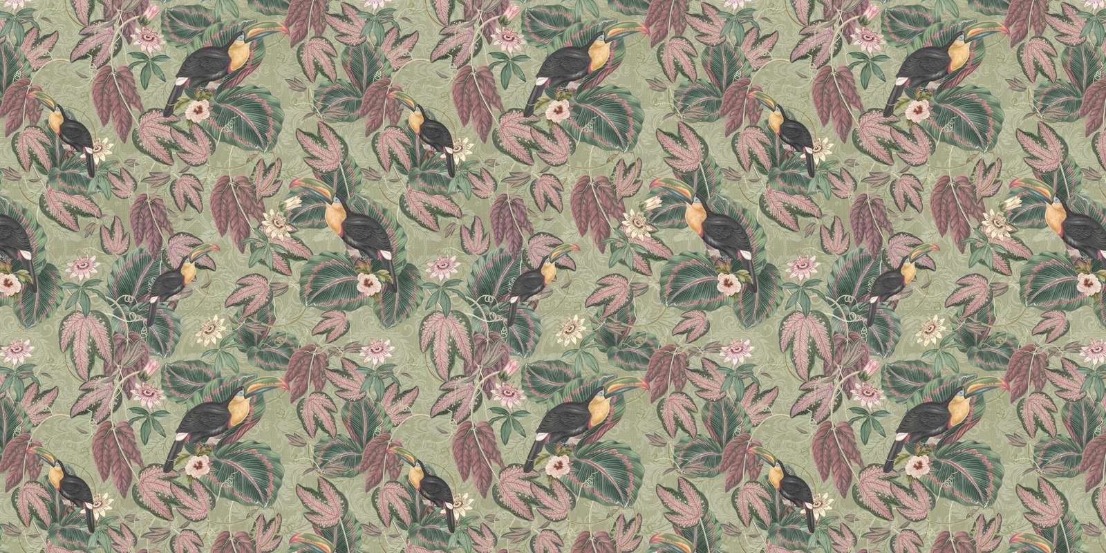 Tropical Jungle birds & Toucans - verde vintage