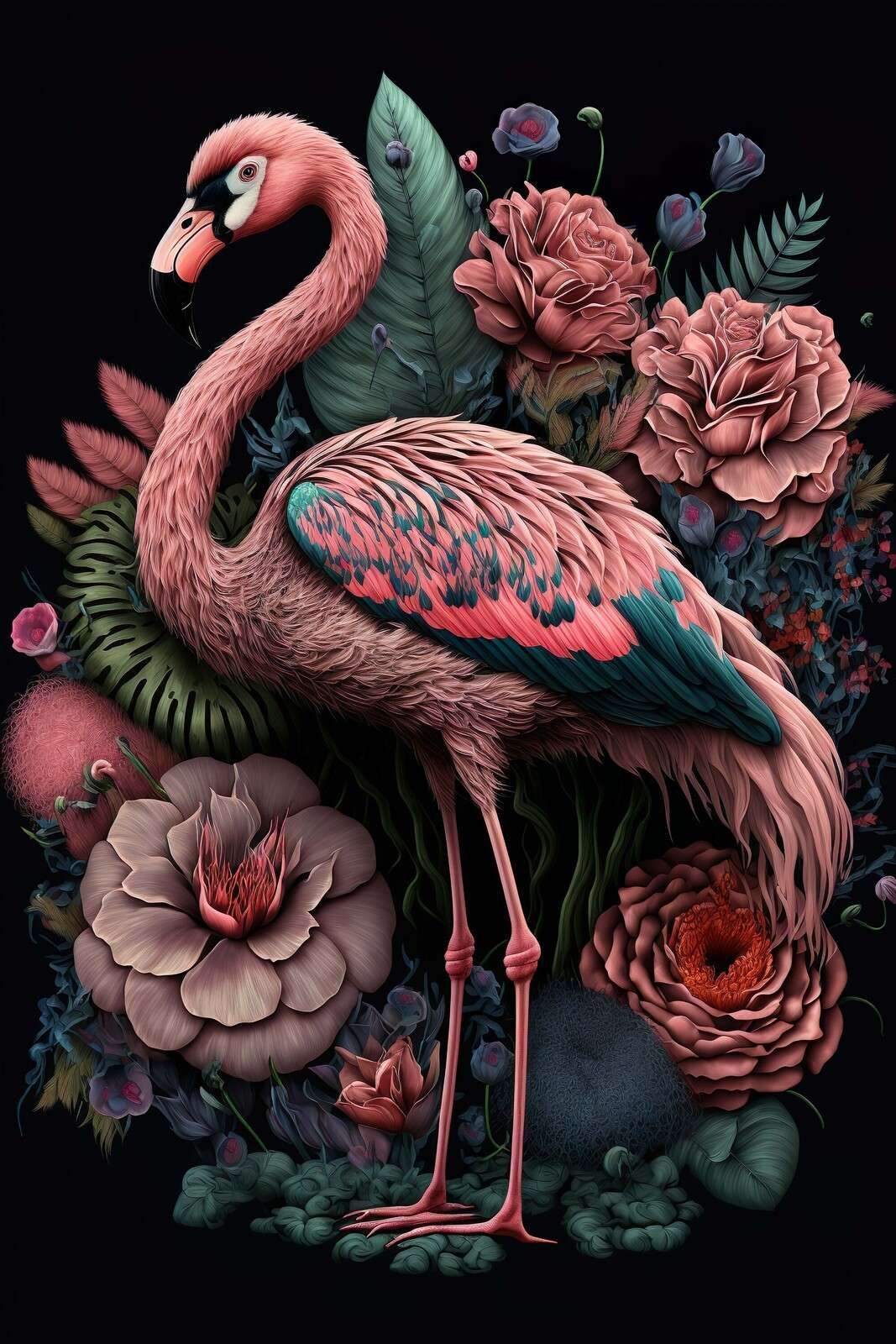 Noche de Esplendor Floral de Flamencos