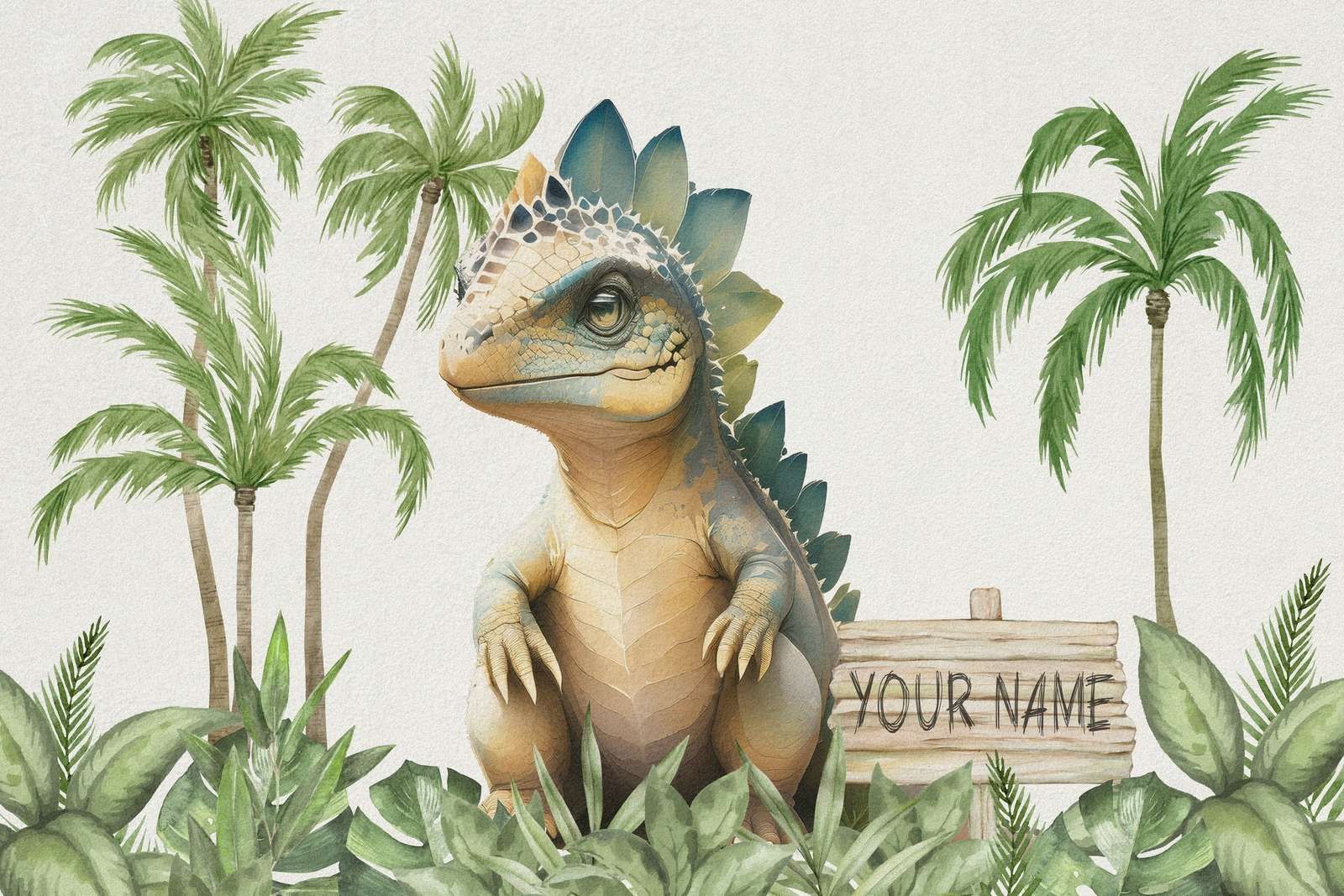 Bebé estegosaurio en la jungla