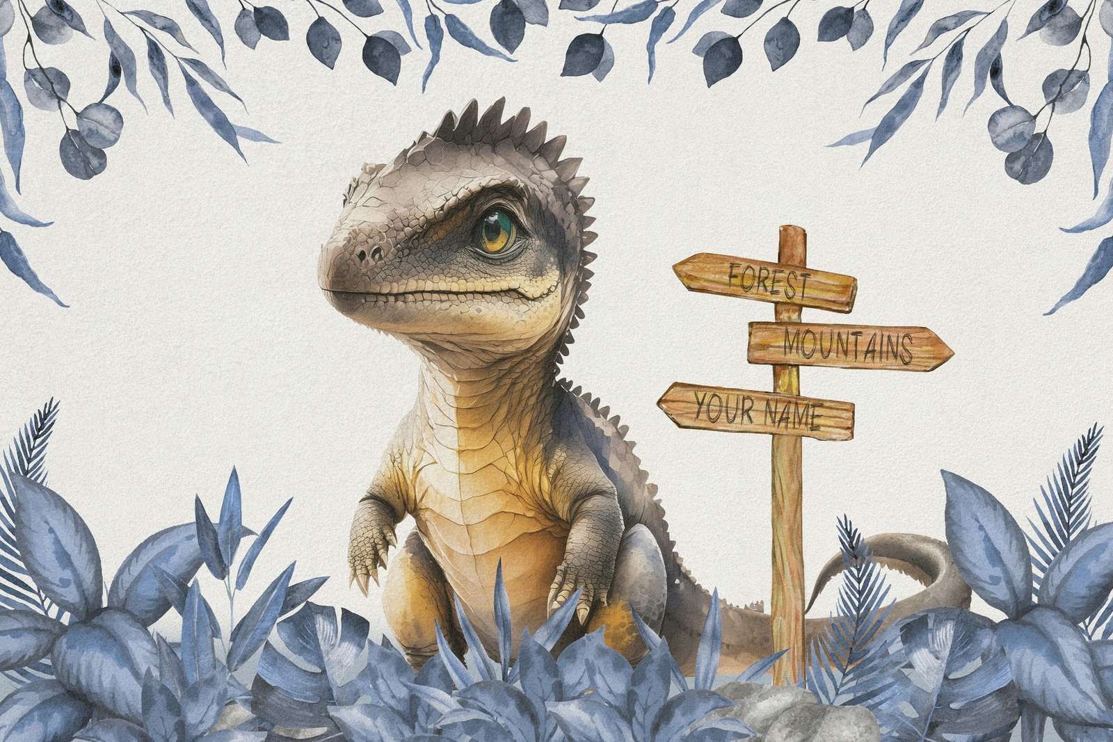Bebé espinosaurio en la jungla azul