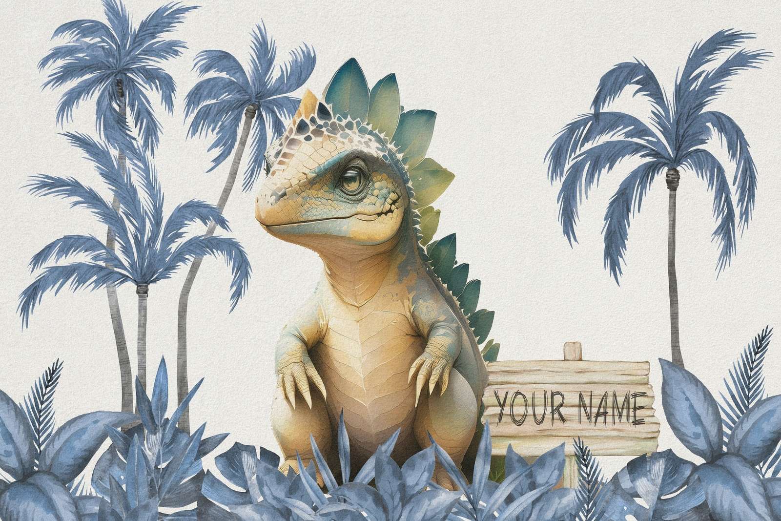 Bebé estegosaurio en la jungla azul