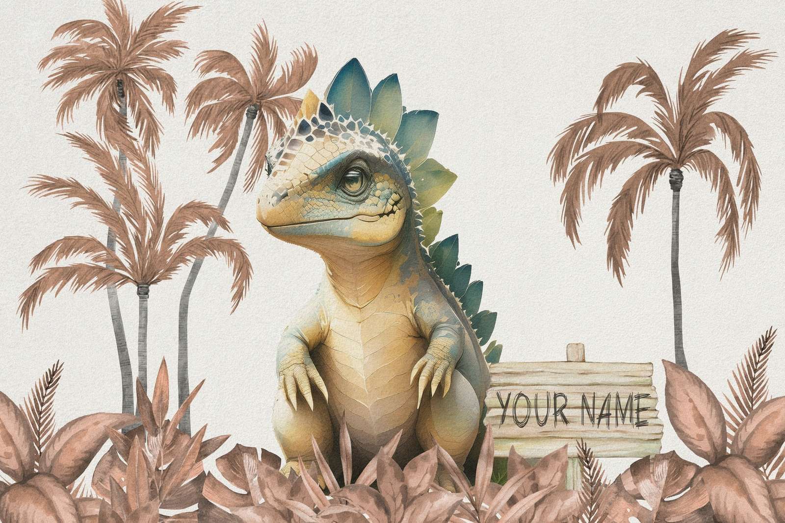 Bebé estegosaurio en la jungla topo