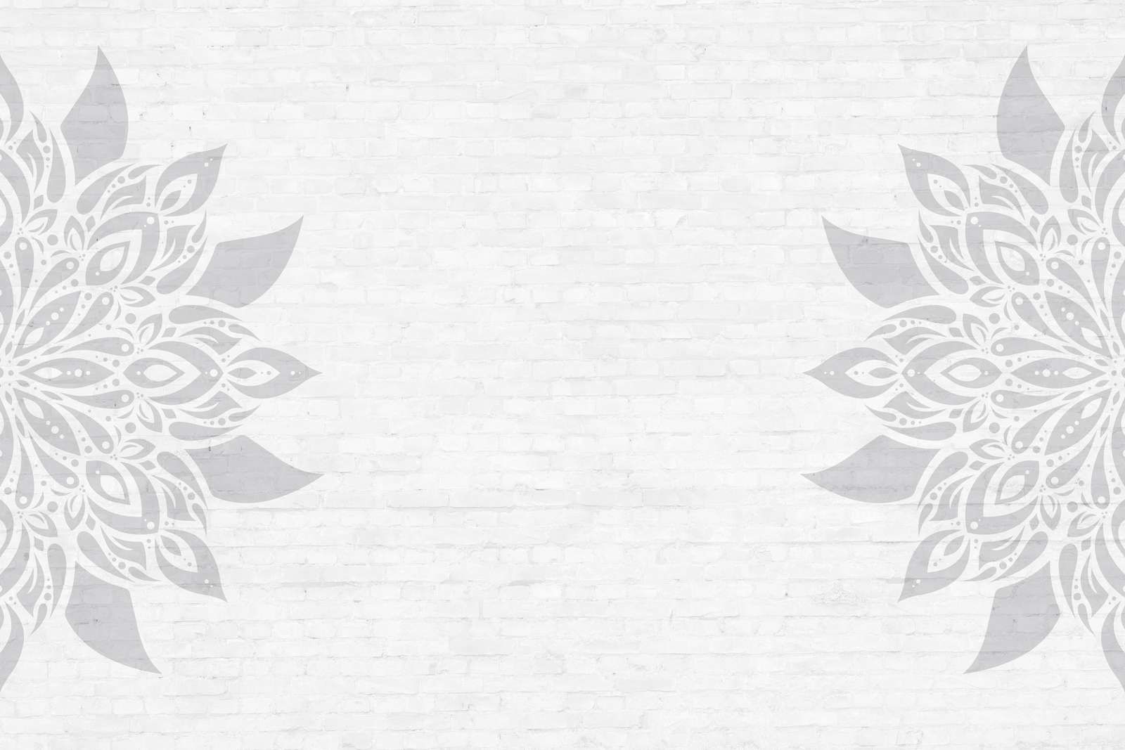 Flor de mandala blanca gris