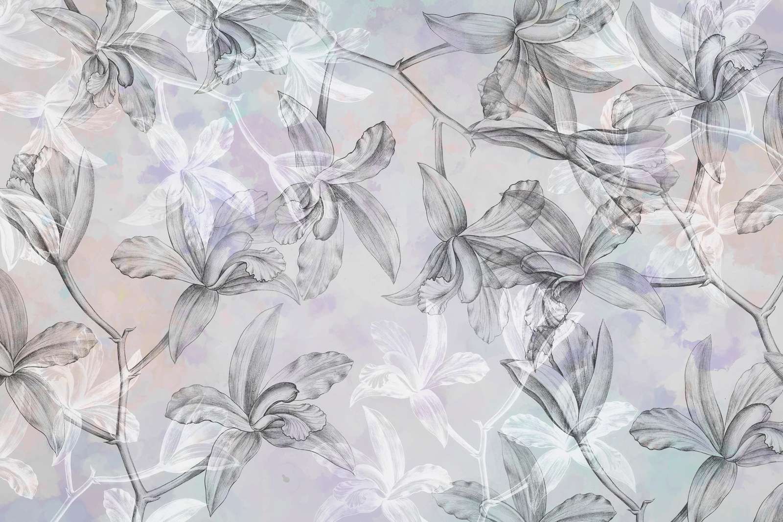 Paisaje de ensueño de orquídeas en dos tonos de púrpura