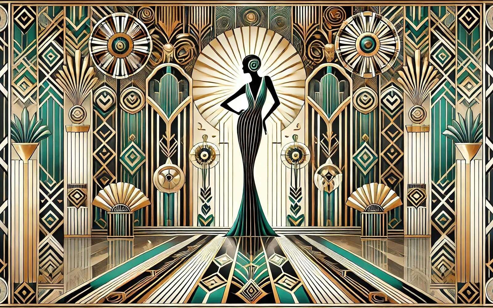 Escena de Elegancia Vintage en Art Decó