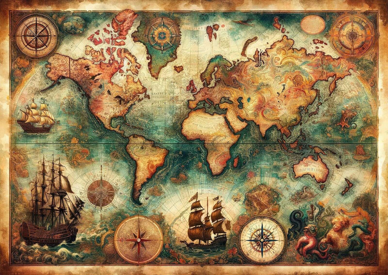 Mapa Histórico del Mundo Vintage