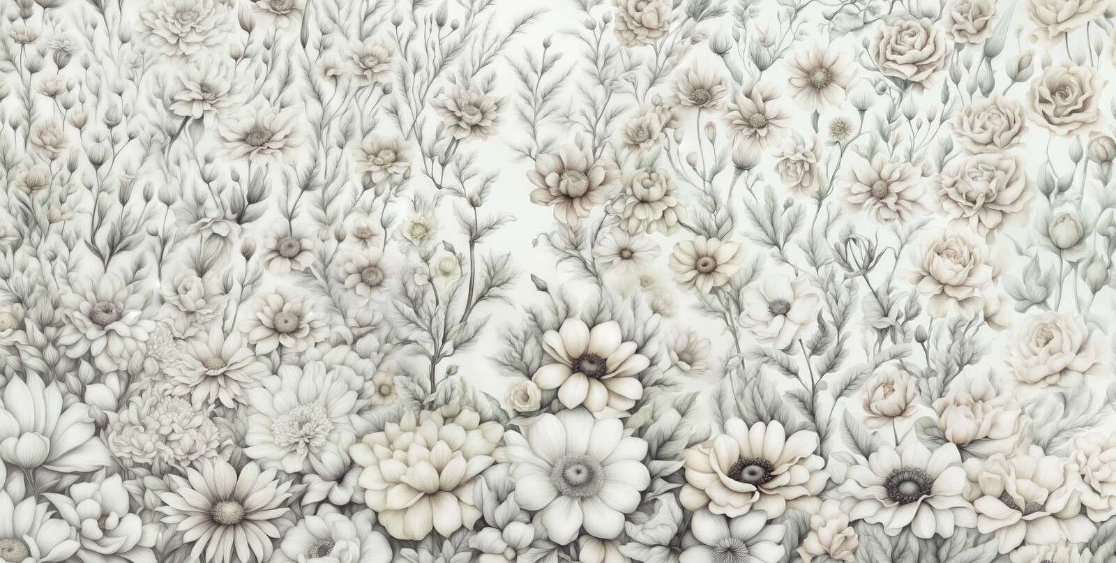 Pared floral romántica - beige
