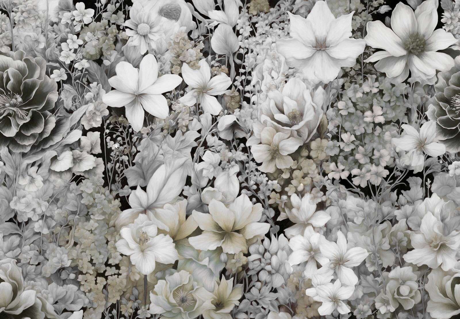 Festival de flores sin costuras - gris