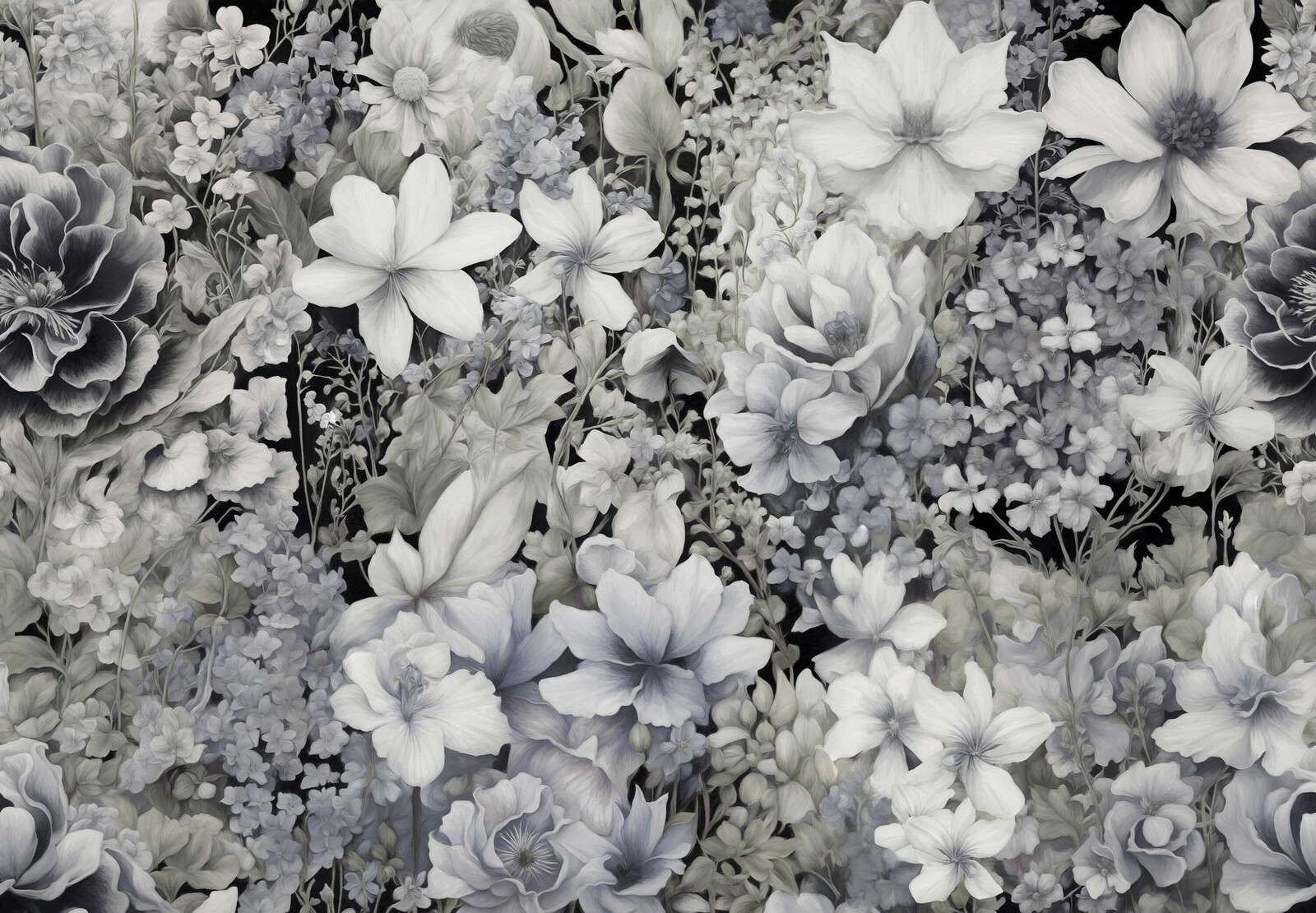 Festival de flores sin costuras - negro
