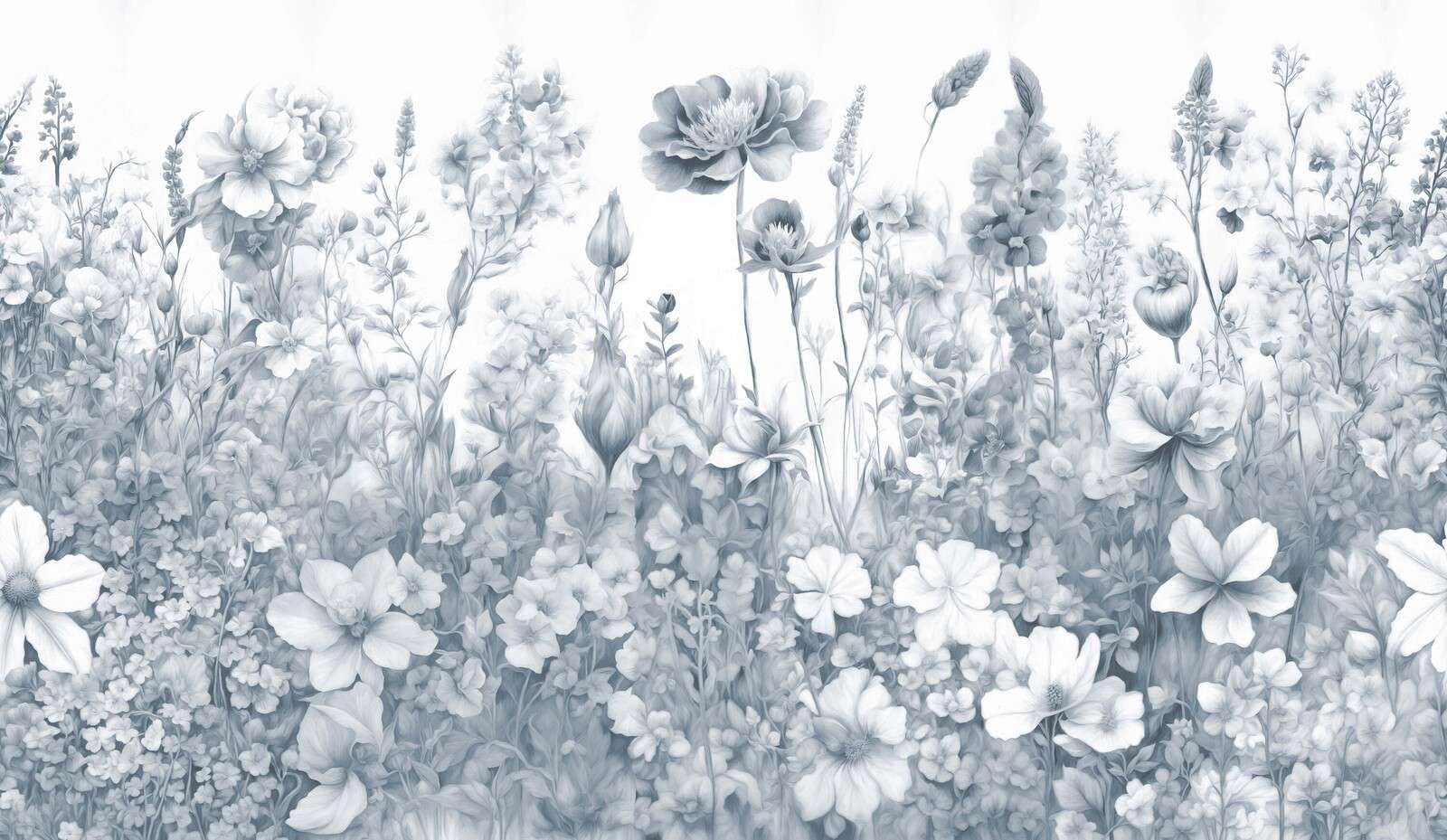 Flores de mi alma sin costura - azul