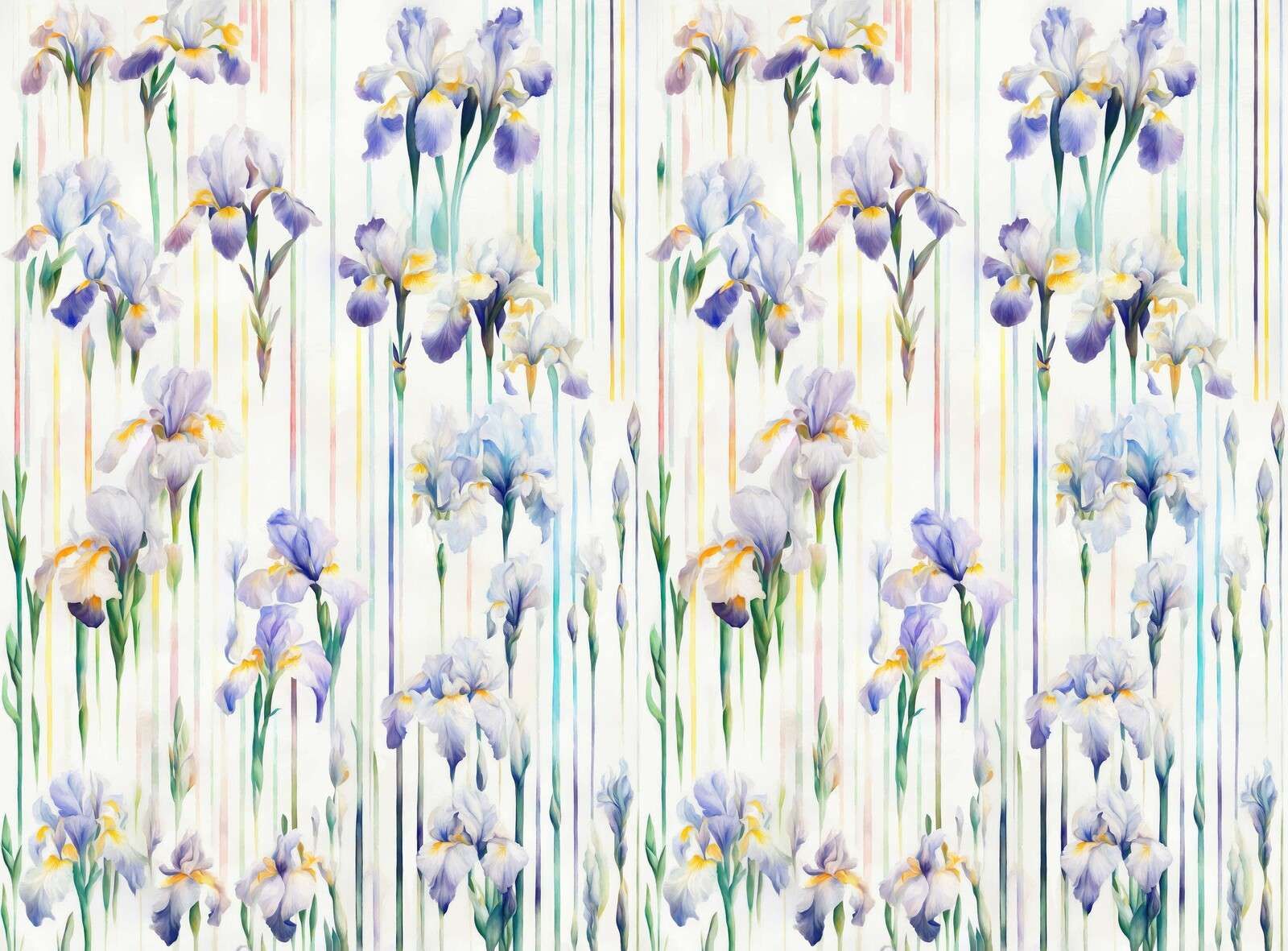 Iris y Rayas Pastel Sin Costura