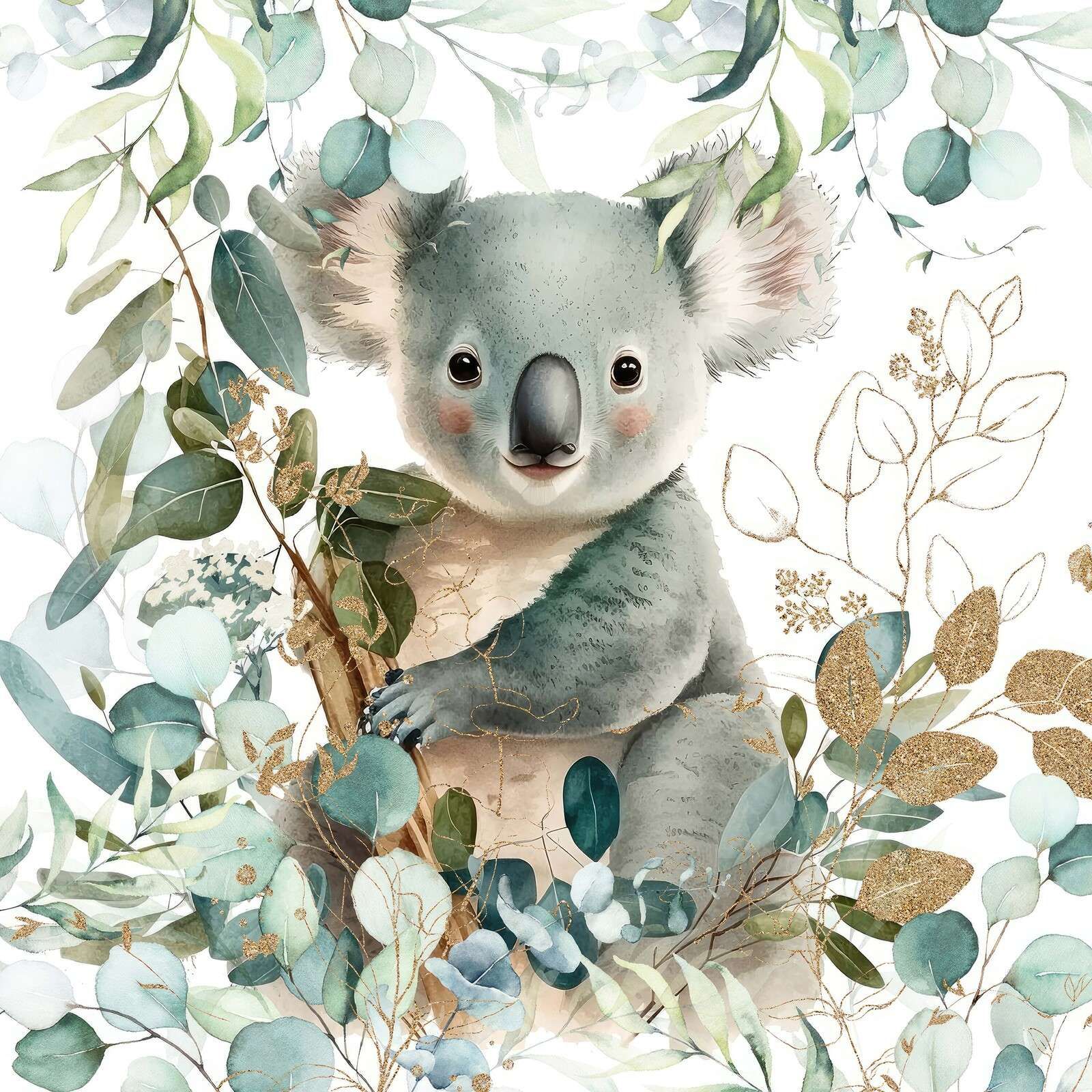 Koala sombrío en eucalipto