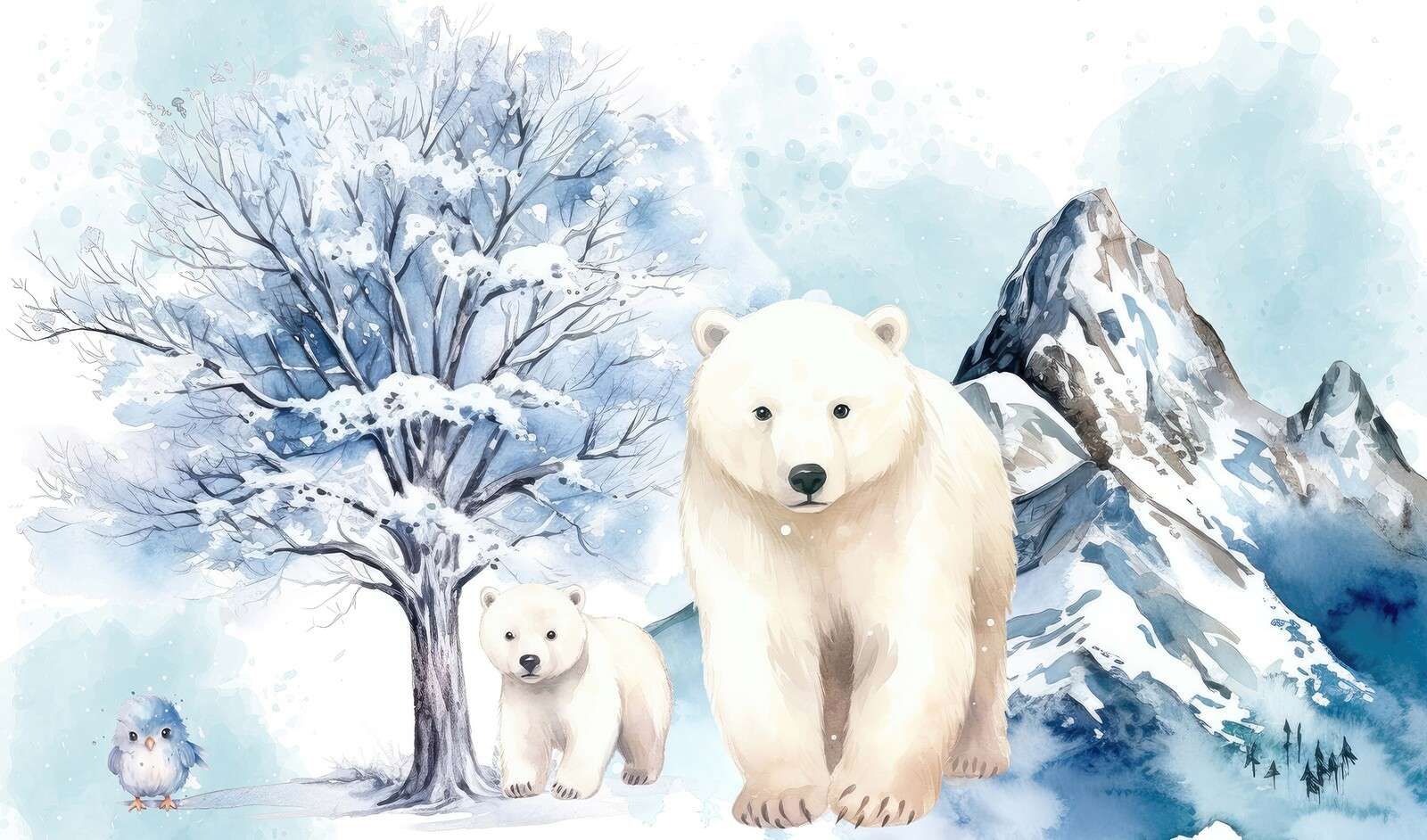 Osos polares en montañas invernales