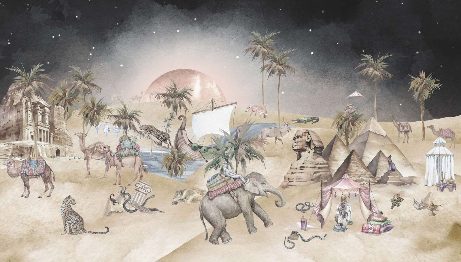 Egipto antiguo por la noche