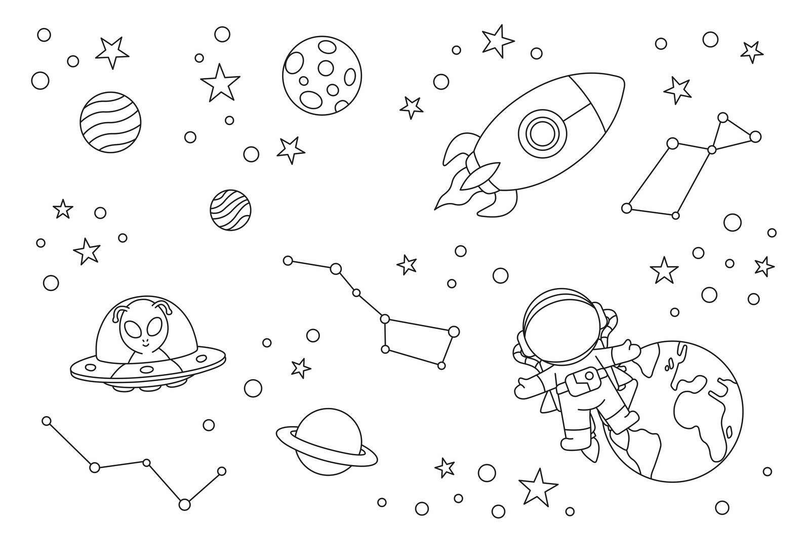 Viaje espacial entre estrellas y planetas