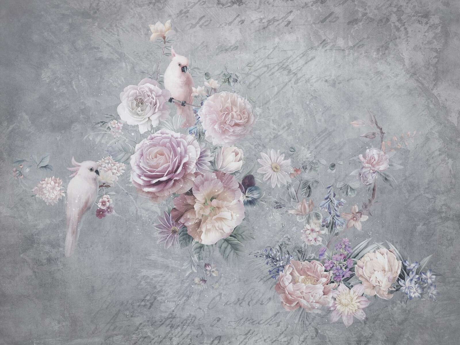 Cacatúa romántica y corona de flores