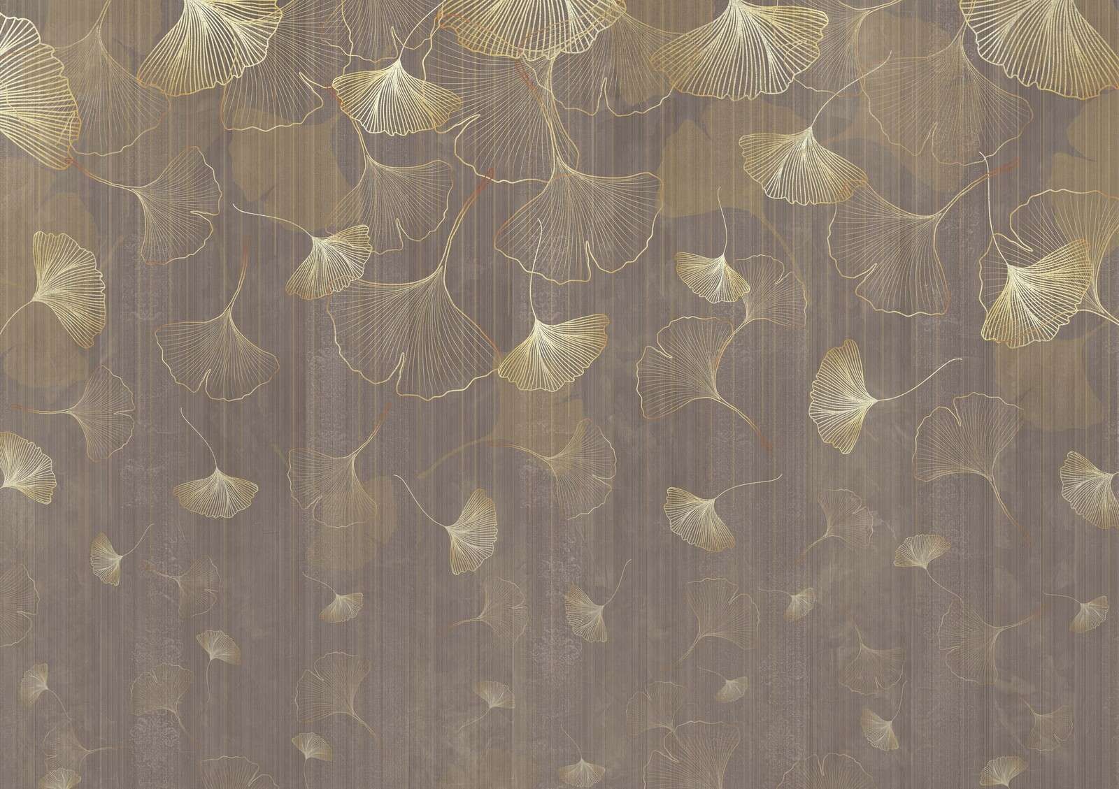 Hojas de ginkgo flotantes en tono dorado