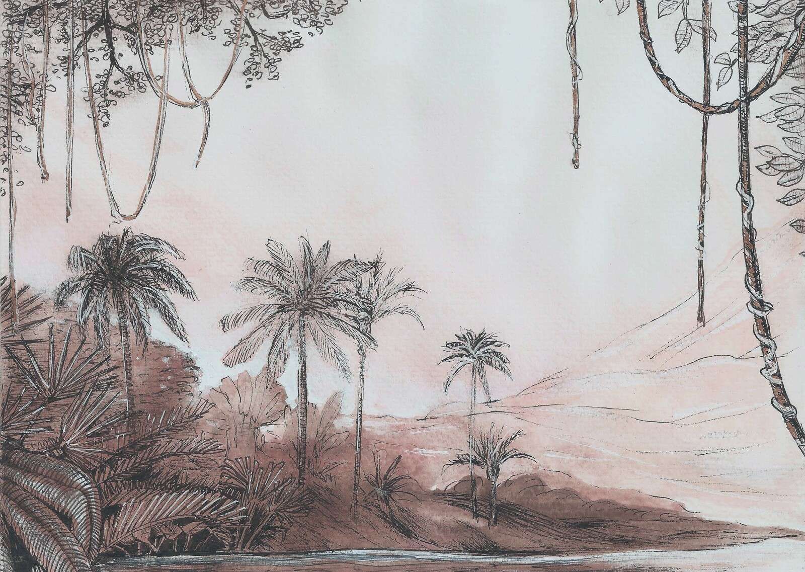Valle de las palmeras en luz de rosas