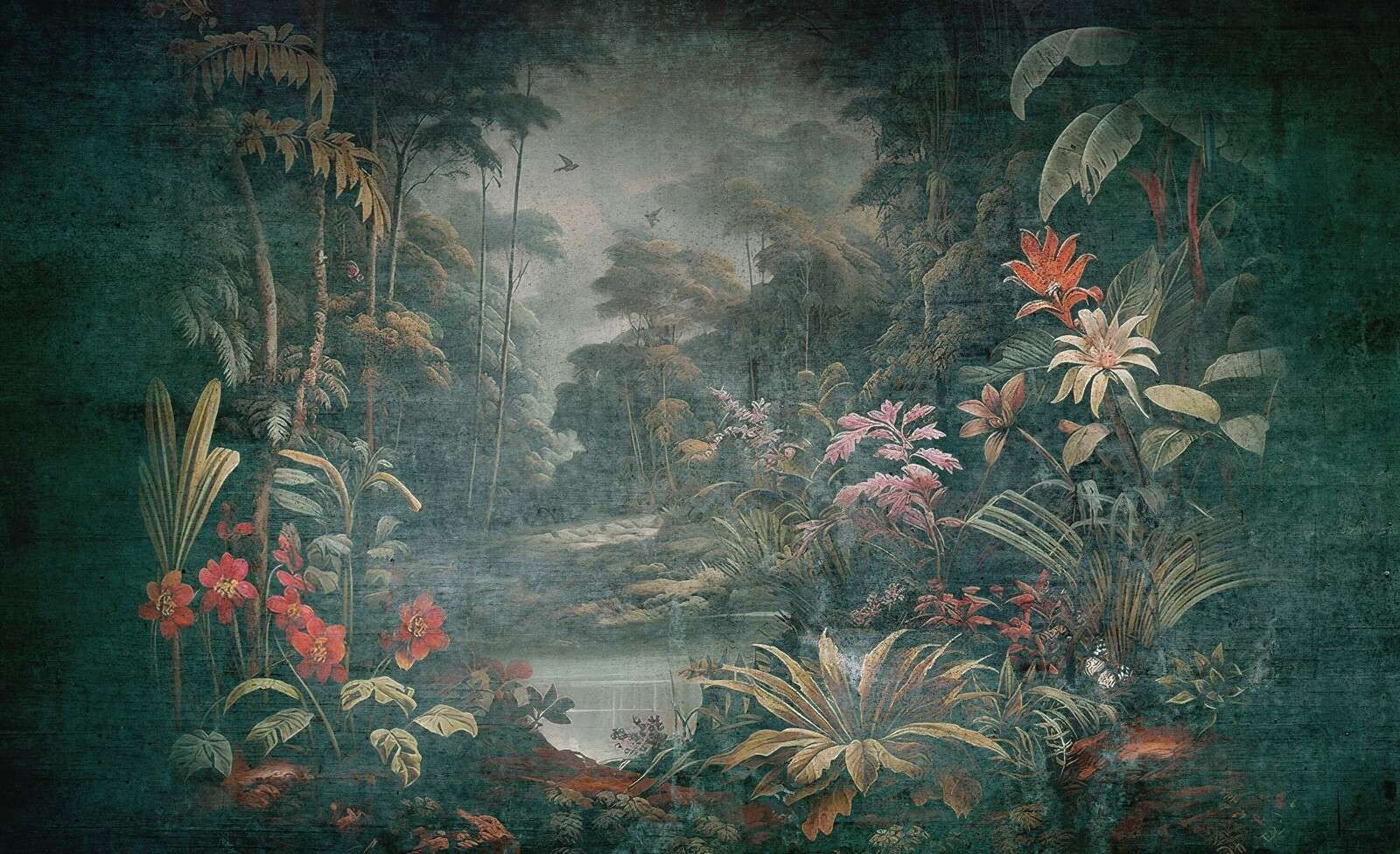 Selva tropical con niebla matutina