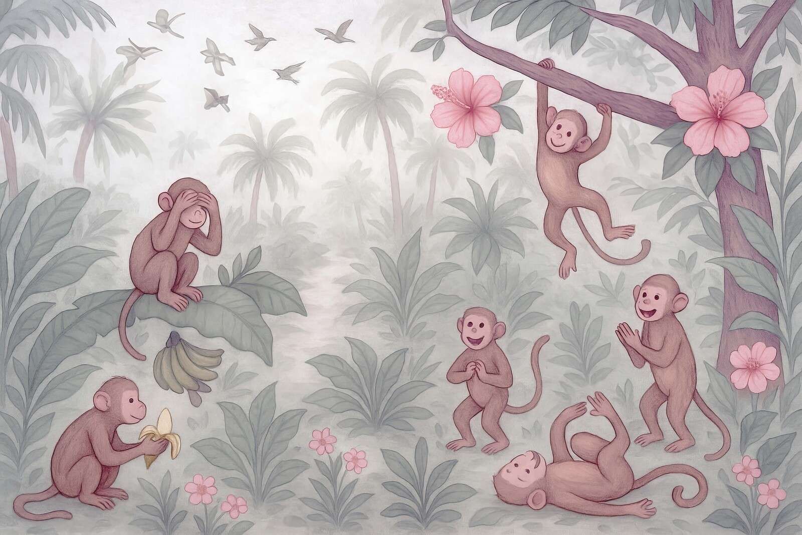 Monos juguetones en la jungla