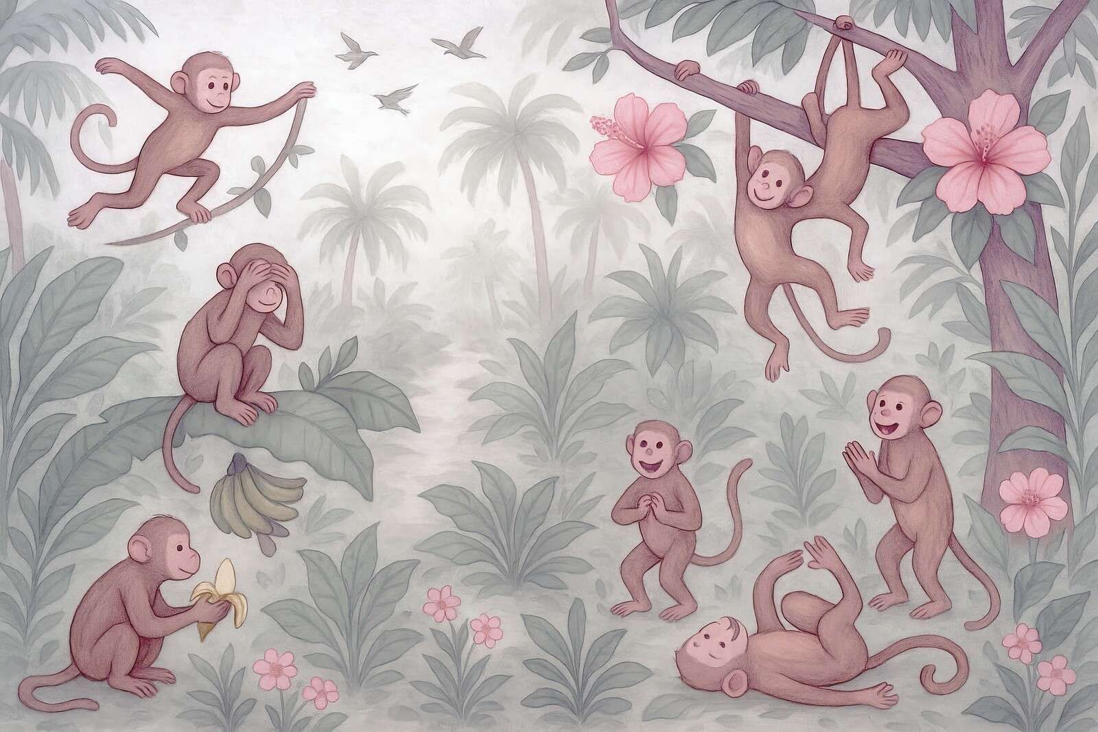 Monos juguetones en la jungla