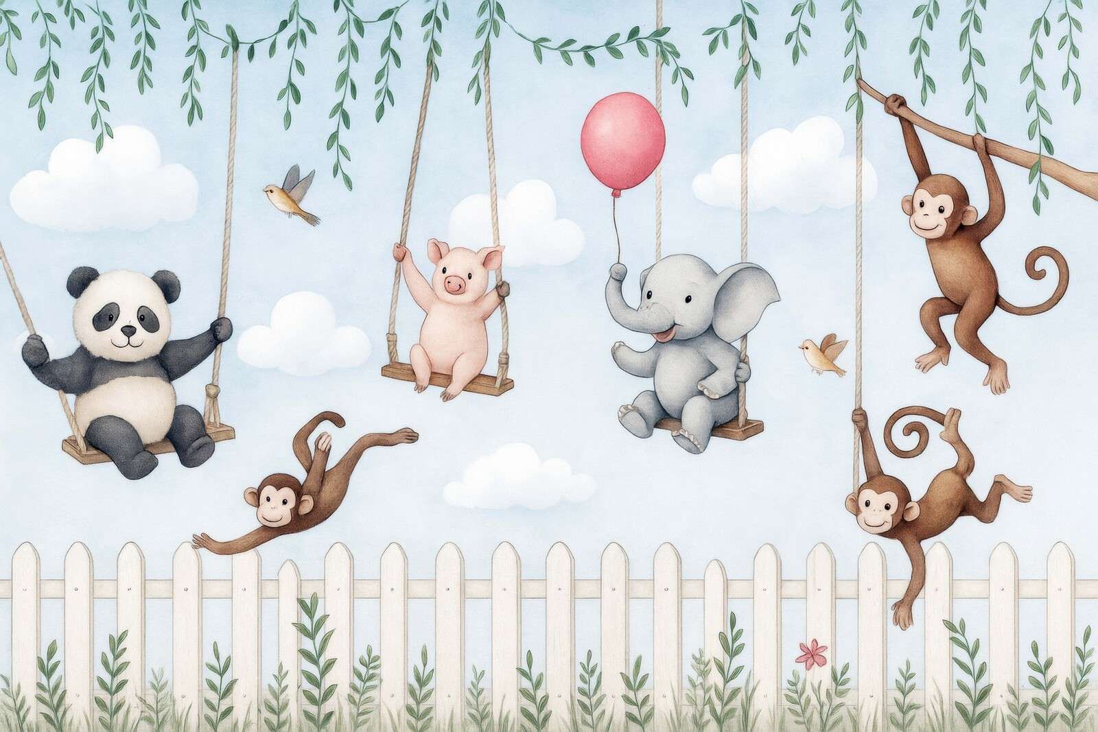 Amigos animales en el parque infantil