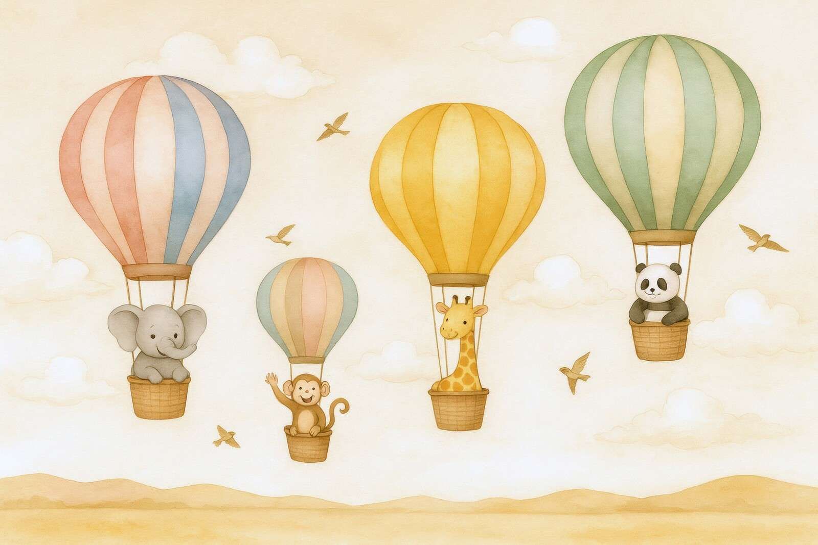 Viaje de animales en globo aerostático