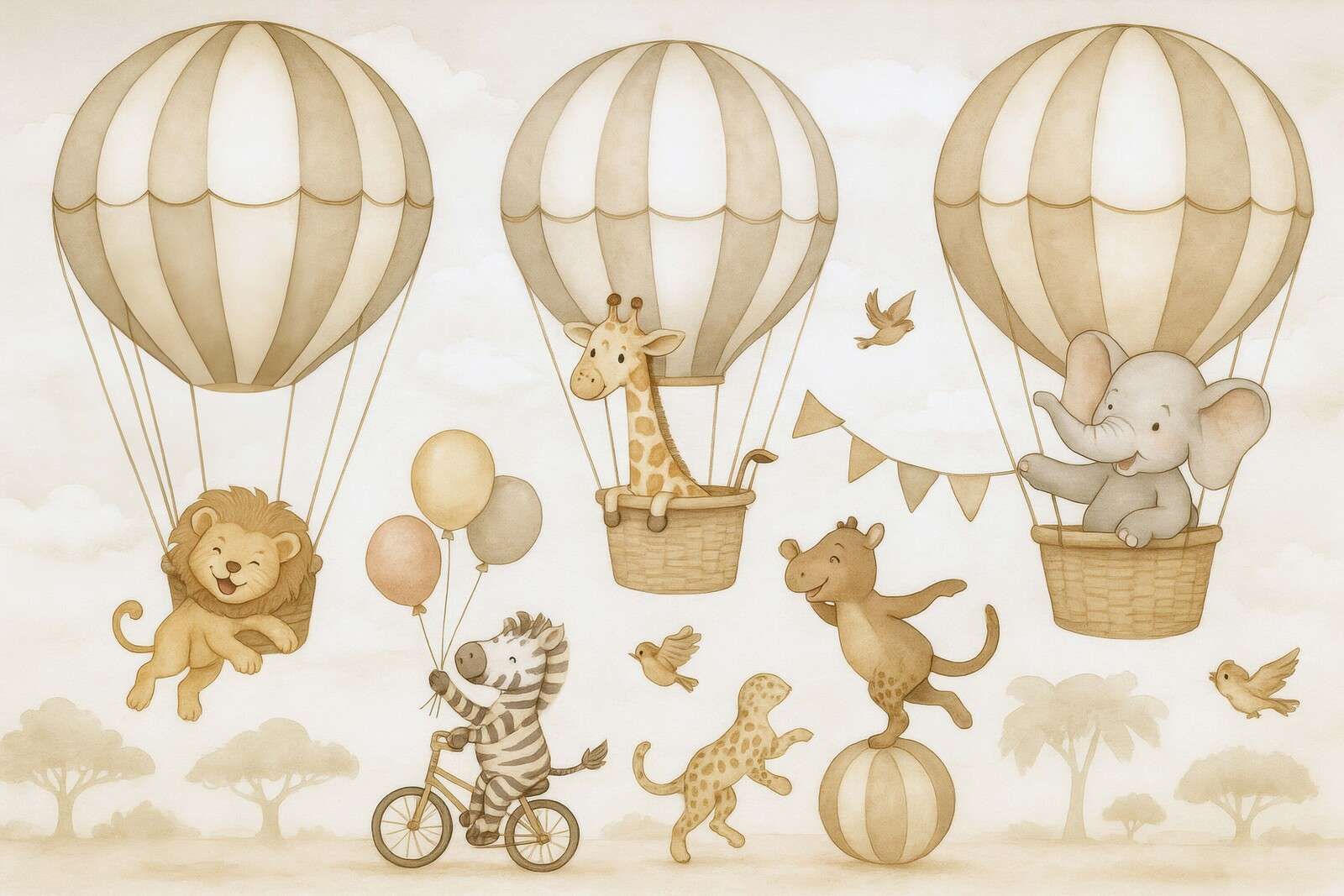 Desfile de animales en el aire