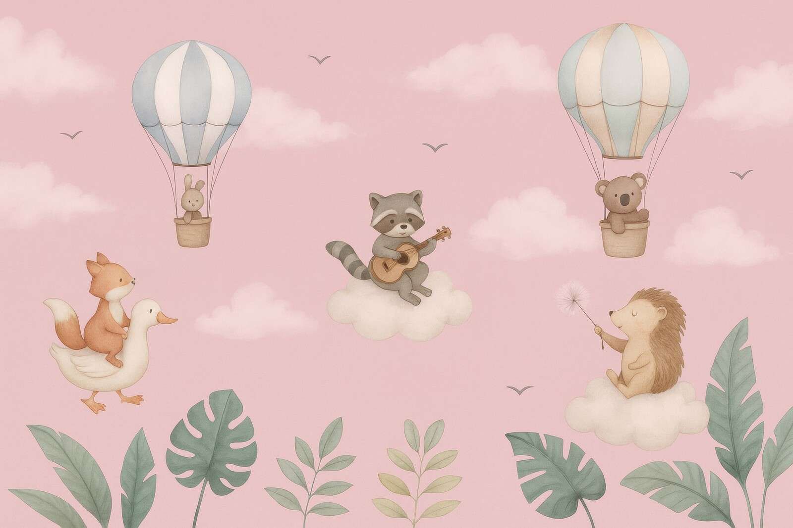 Juego aéreo en el cielo rosado