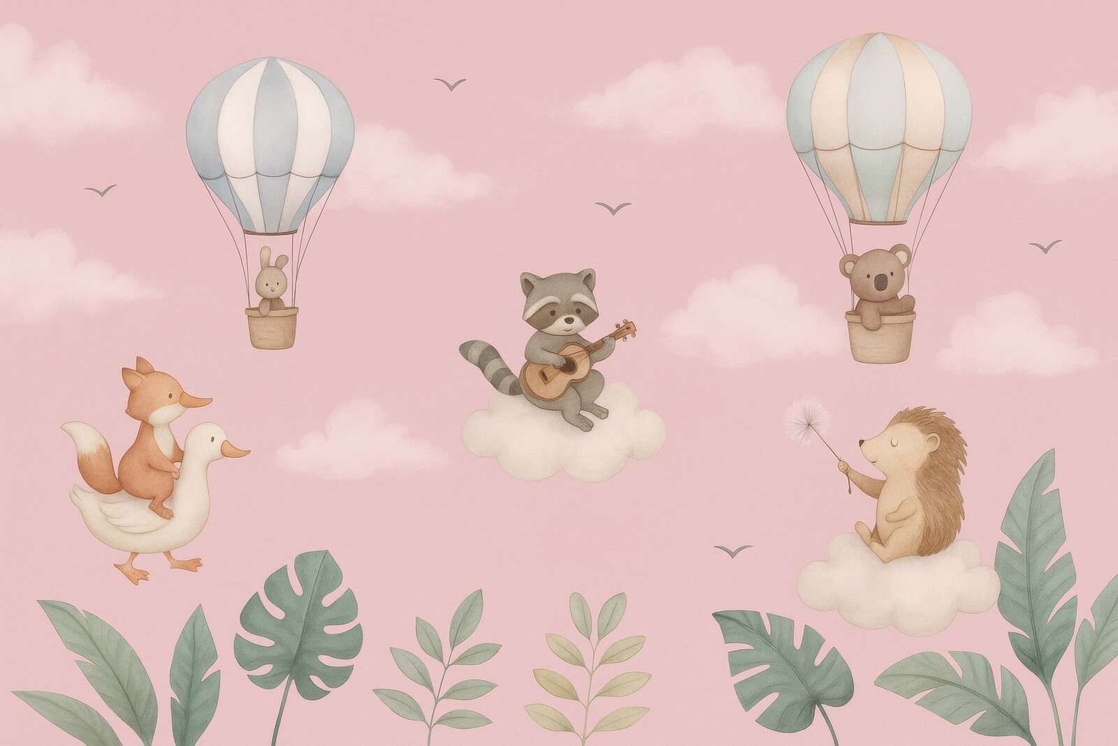 Juego aéreo en el cielo rosado