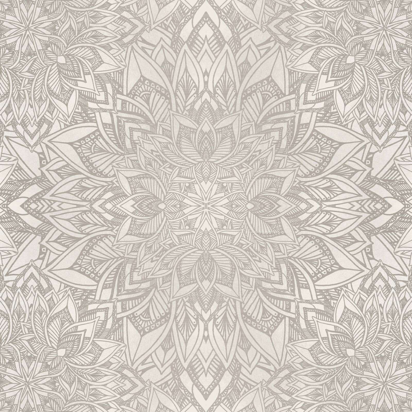 motivo floral mandala gris suave