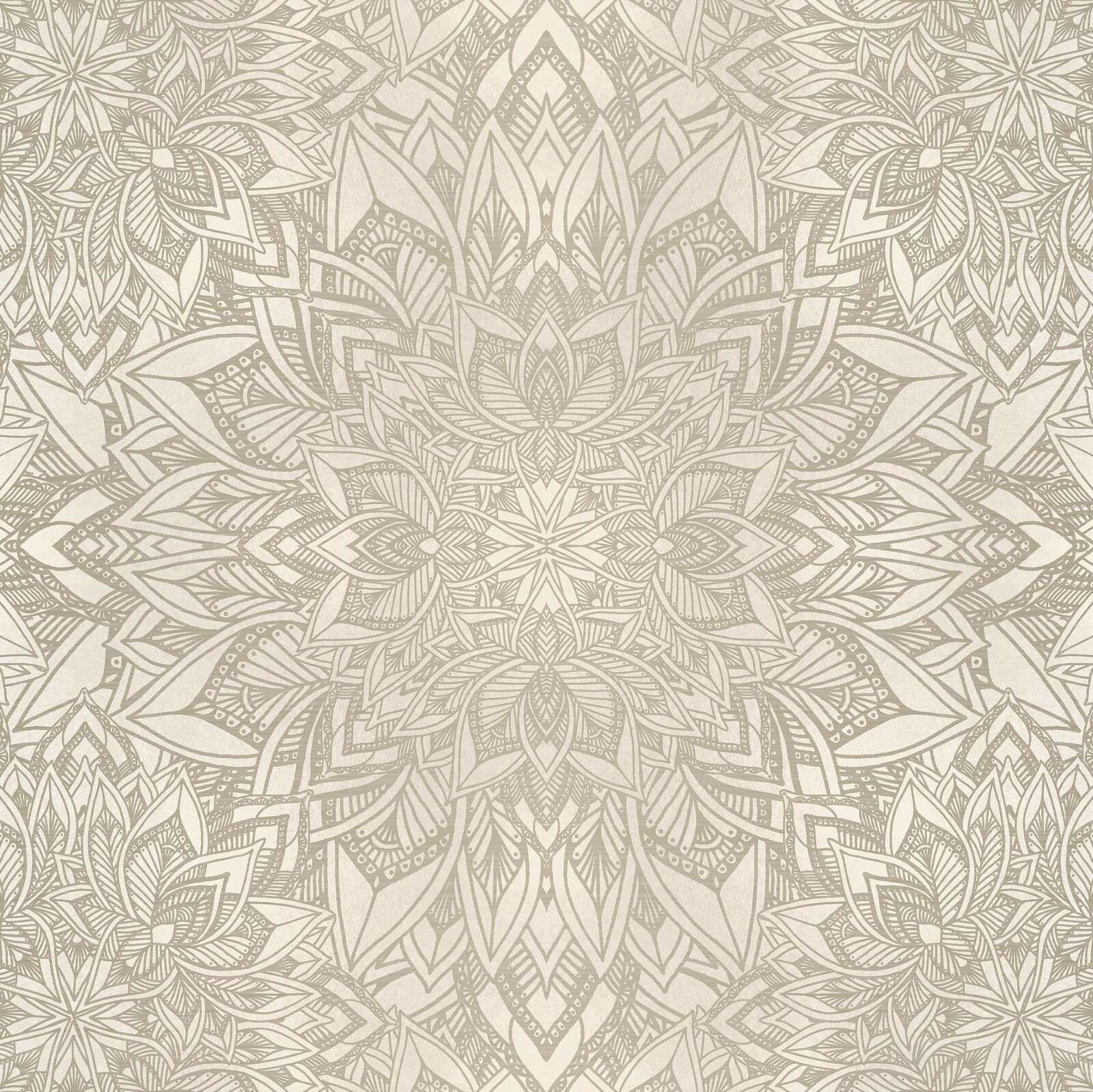 Patrón floral de mandala ornamental beige