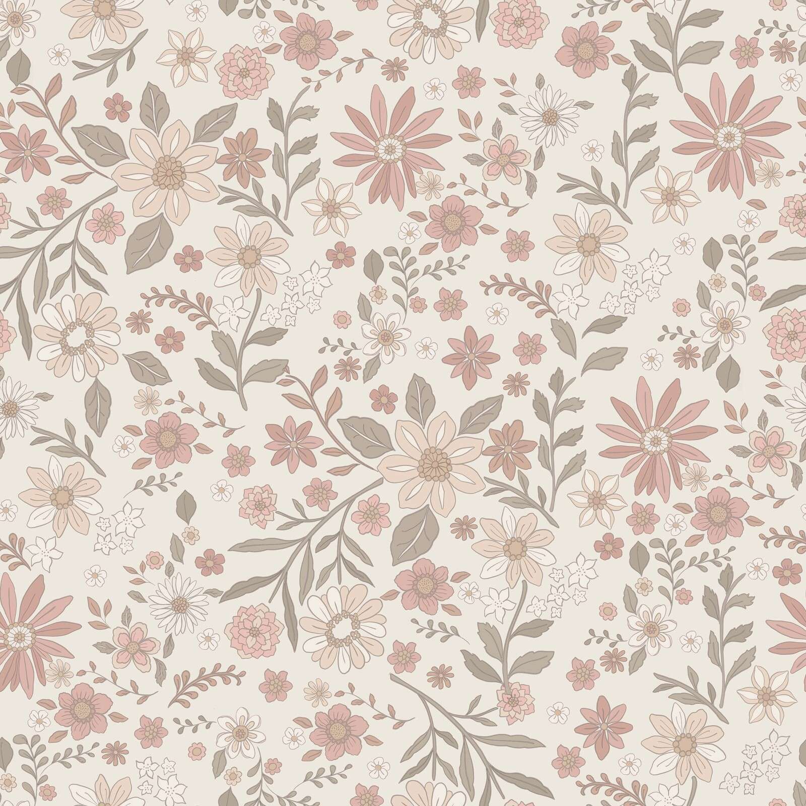patrón vintage de flores silvestres rosa suave