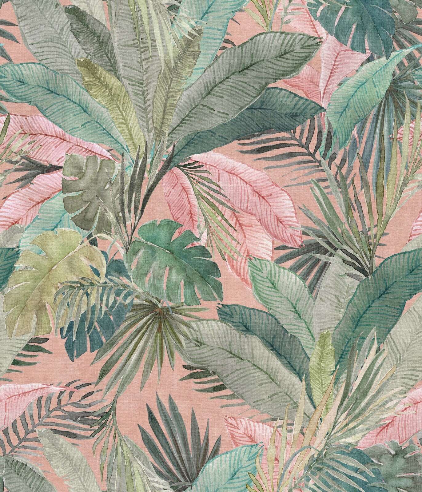 Hojas tropicales en rosa coral