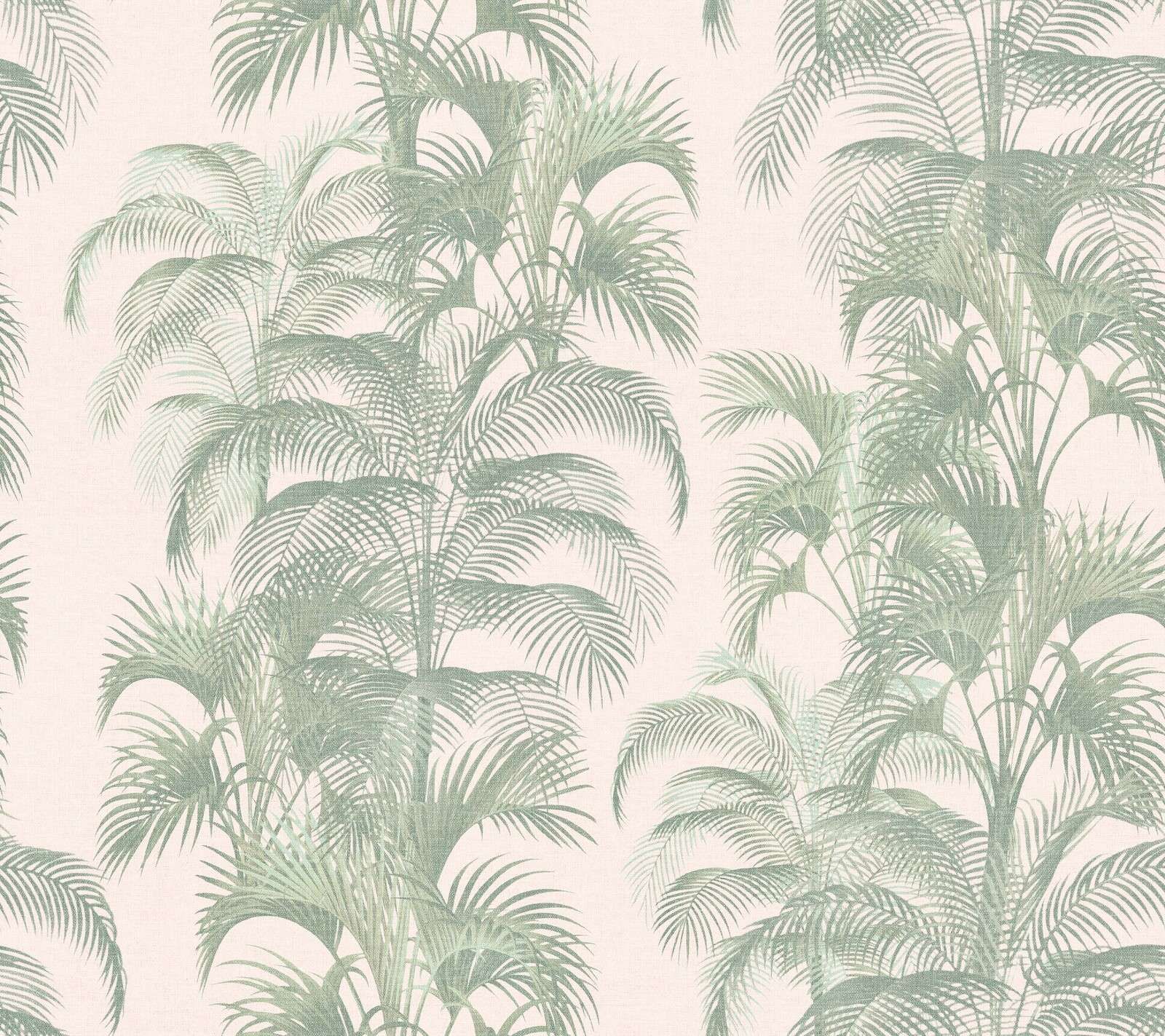 palmeras verde salvia en beige lino