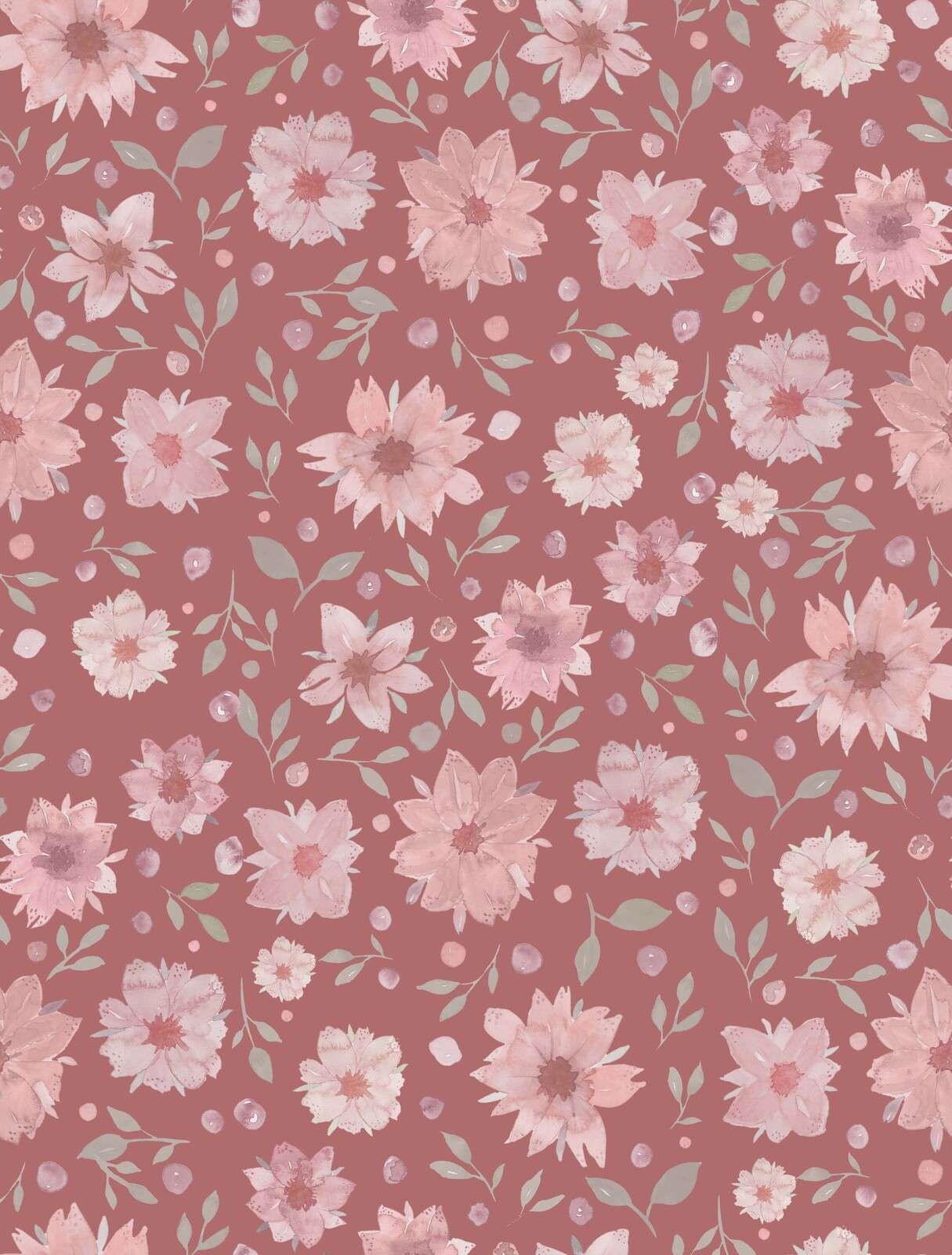 Flores suaves de acuarela sobre rosa viejo