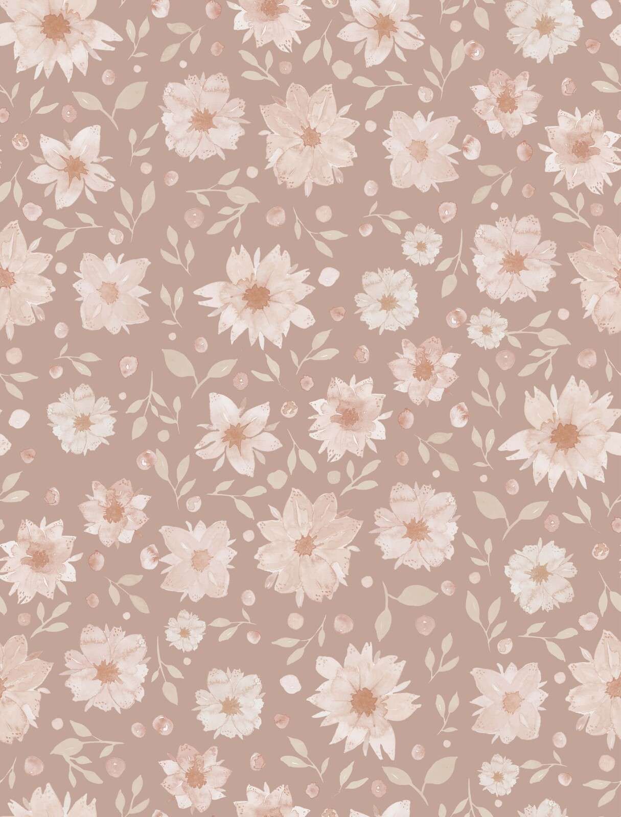 Flores suaves en acuarela en beige rubor